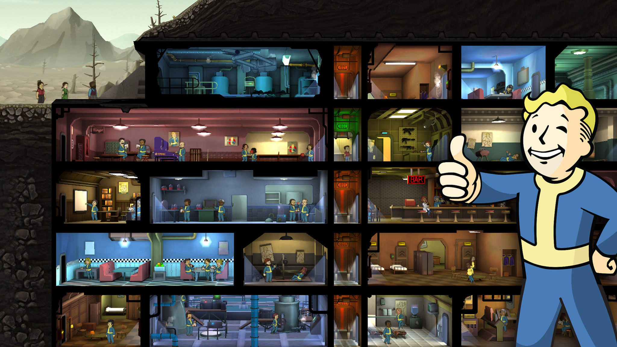 Поиграть в fallout. Игра Fallout Shelter. Смотритель Fallout Shelter. Shelter игра убежище. Fallout 4 Shelter.